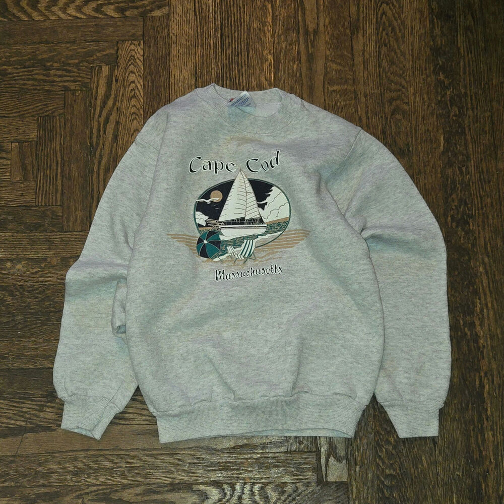 Vintage Cape Cod Massachusetts Sweatshirt Kids Size Medium 8-10 Gray Youth 90's